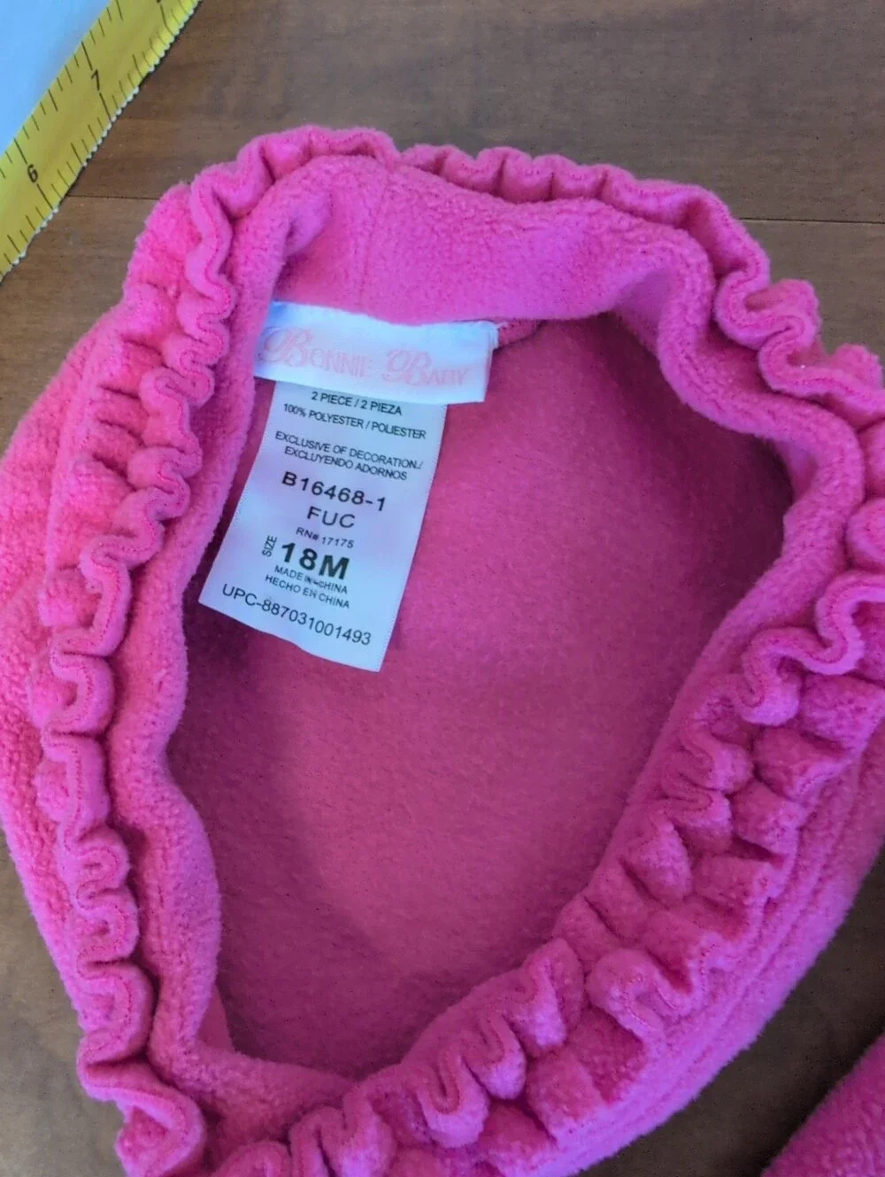 Bonnie Jean Hot Pink Girls' Fleece Pea Coat with Matching Hat